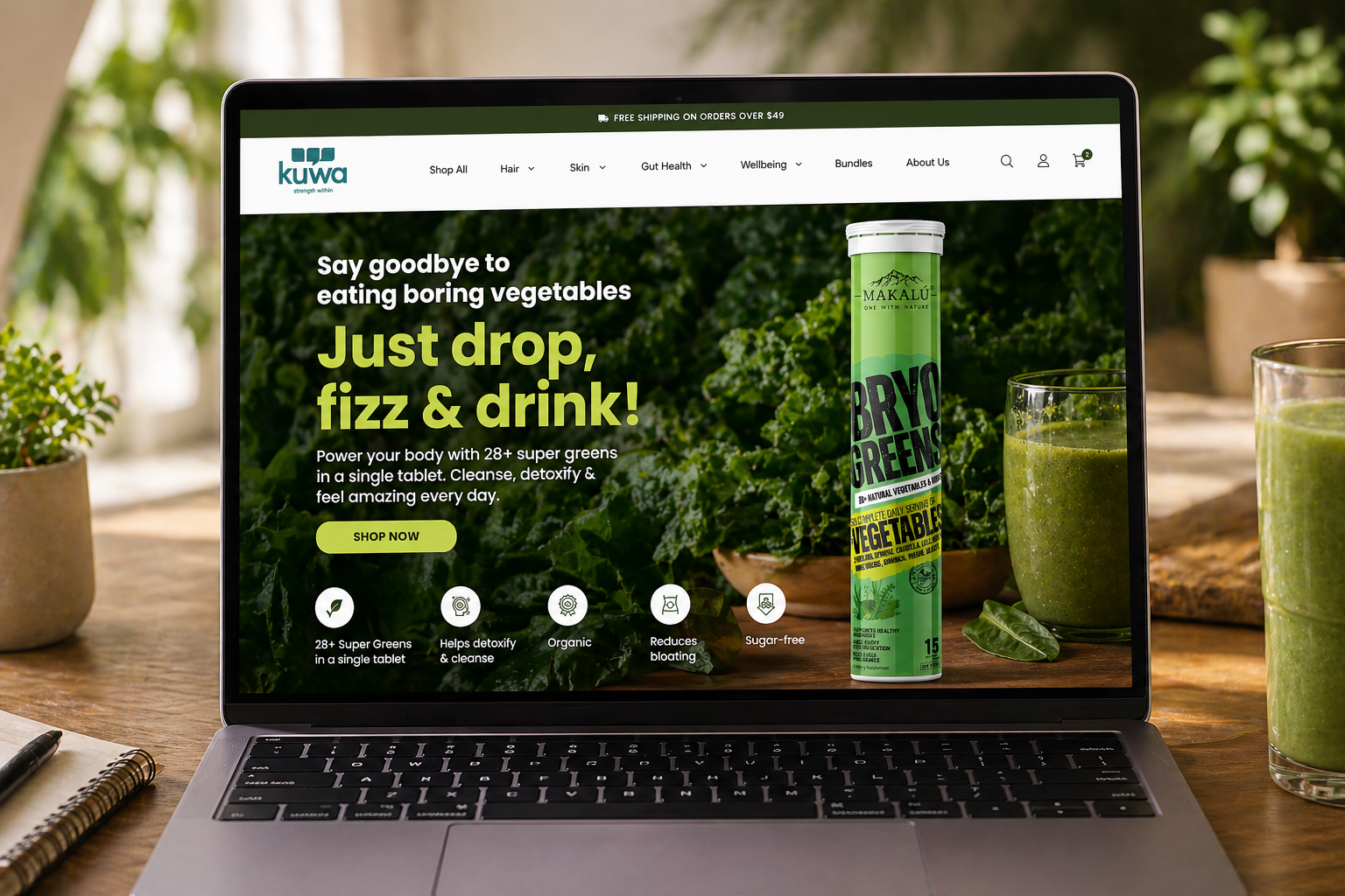 Bryo Greens — e-commerce desktop