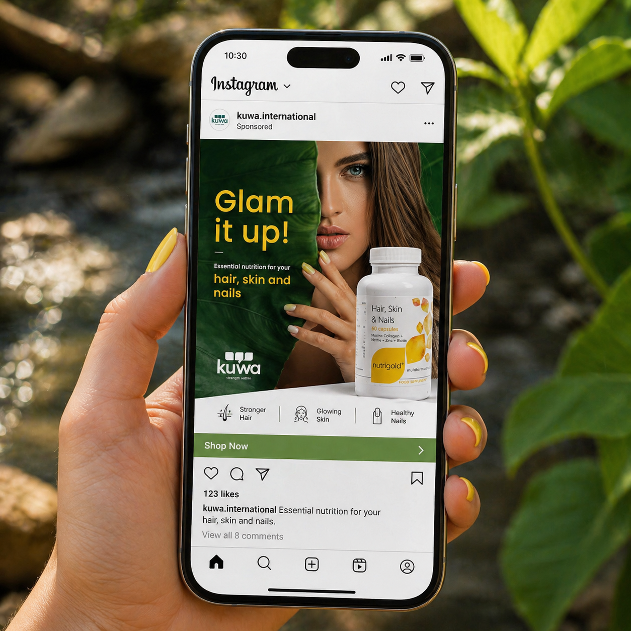 Glam It Up — Instagram paid ad on phone