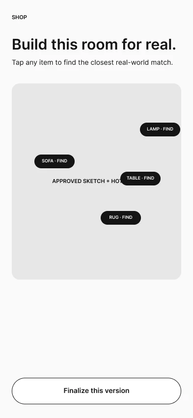 Shop hub wireframe